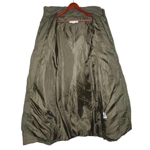 Larry Levine Long Midi Down Filled Parka Coat Faux Fur Hood Olive Green Quilted - Picture 8 of 15